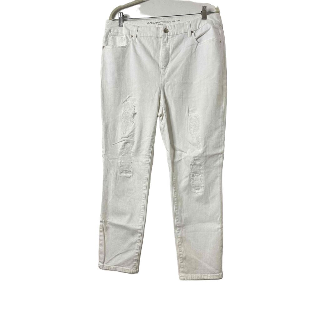 Chicos the so Slimming Jeans Size 2.5 White Girlfriend Distressed Ankle Length